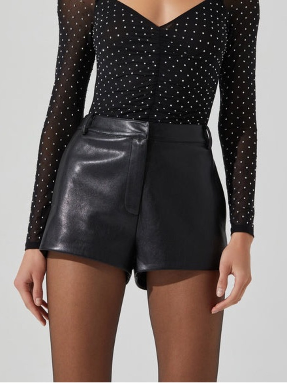 ASTR The Label Black Faux Leather Shorts
